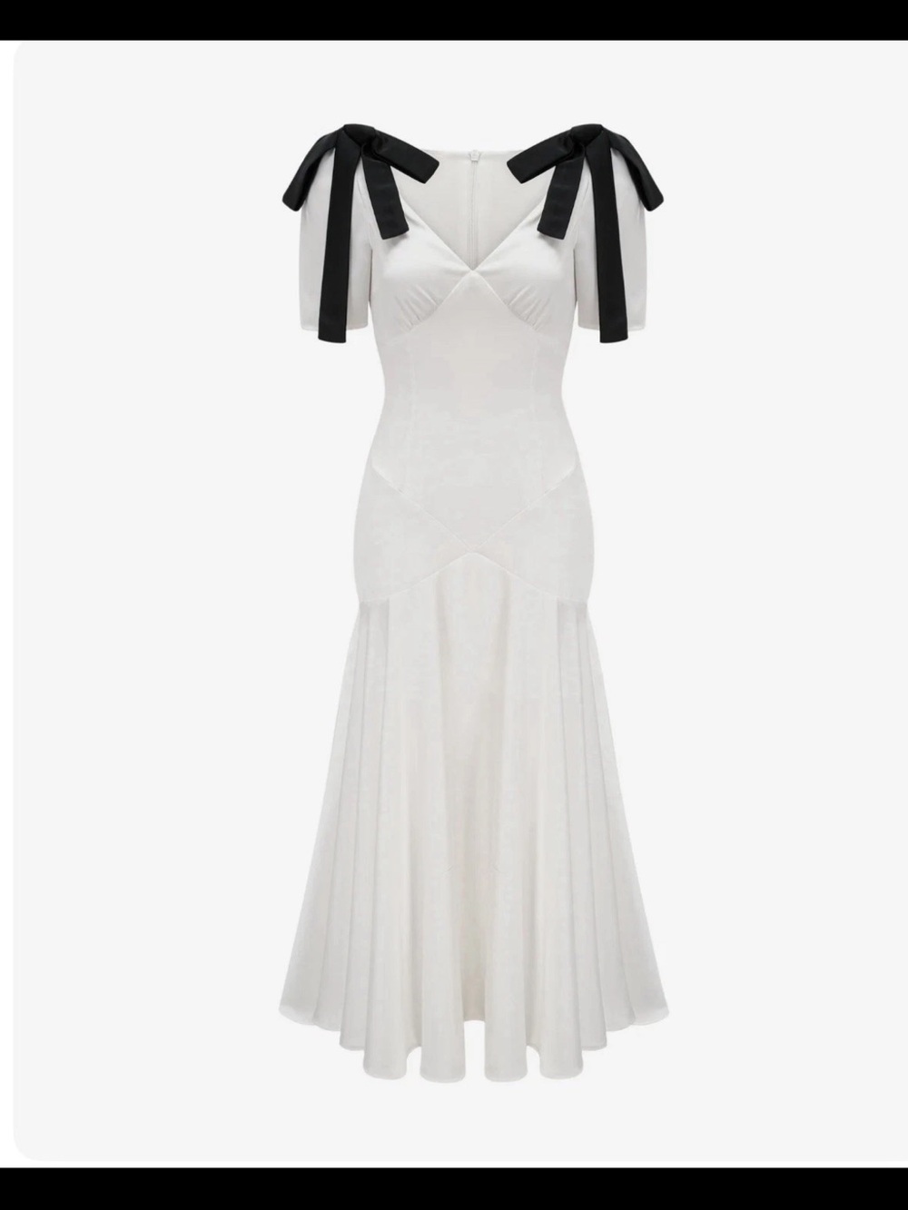 Chic White Maxi Dress with Black Shoulder Ties